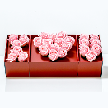 Κουτί I Love U με ροζ χειροποίητα τριαντάφυλλα από σαπούνι